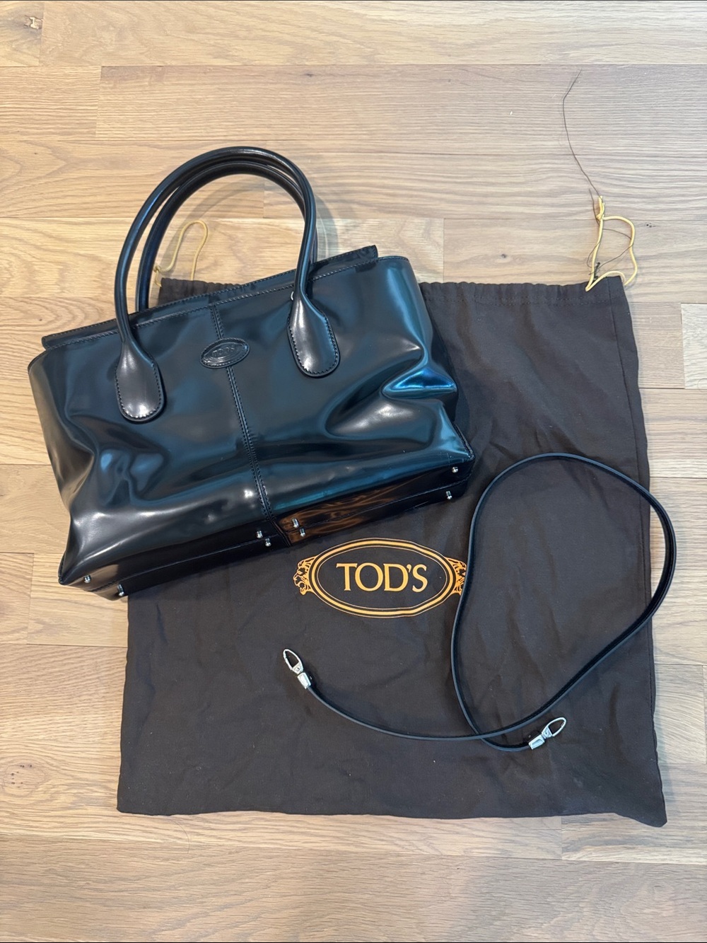 Tod's Black Patent Leather Top-Handle Tote